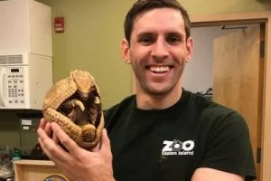 Jeff Brown holds armadillo