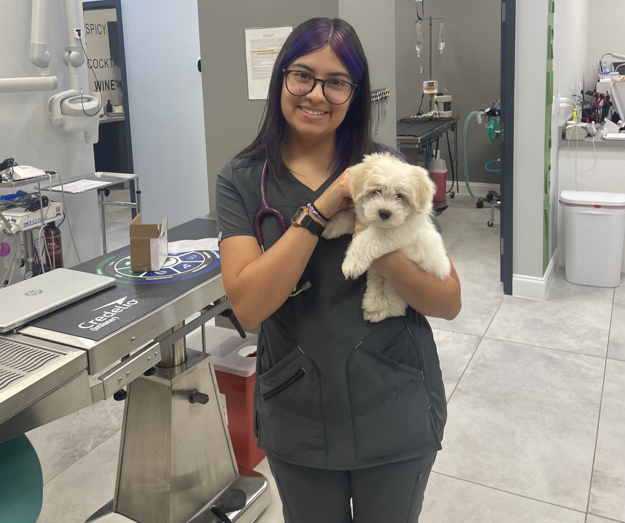 Simone holding patient